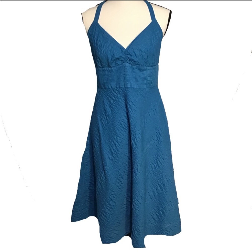 EUC J.Crew Cobalt Blue Halter Textured Dress